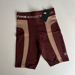 Nike Sportswear Burgundy and Beige Shorts